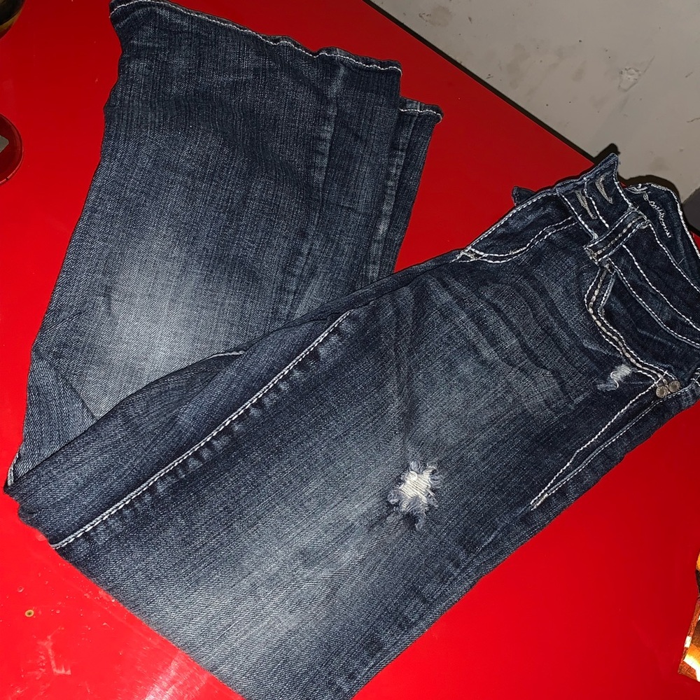 Vanity distressed wide leg jeans